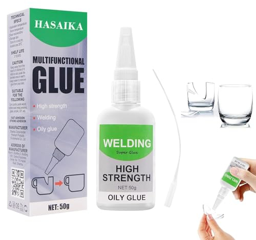 HASAIKA® Pegamento Aceitoso de Alta Resistencia, Pegamento de Súper alta Resistencia, Pegamento De Soldadura, Pegamento Plastico Extrafuerte Para Vidrio Metal Madera Cerámica