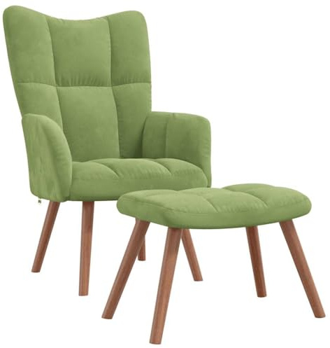vidaXL Relaxsessel mit Hocker Hellgrün Samt