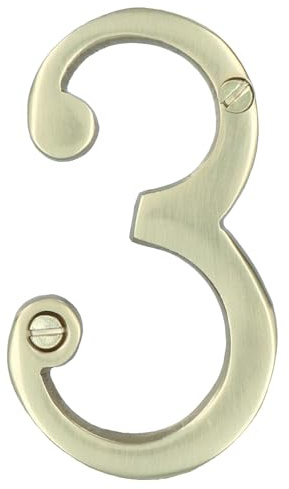 Brass House Number 3 Door Sign 70mm Plaque Street Home Address Mail Letter