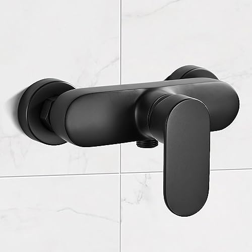 Namuoto Mitigeur Monocommande Douche Noir, Robinet de Douche Mural, Raccord Fileté pour Flexible en 1/2