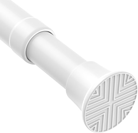 ZipGlo 1er-Pack Federgespannte Vorhangstangen 58,4–116,8 cm Verstellbare weiße Spannvorhangstange Ausziehbare kurze Federgespannte Vorhangstange Spannstange für Vorhänge, Schrank, Küche
