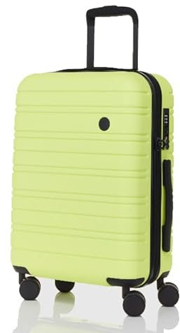 Nere - Stori - ABS Hard-Shell Suitcase Collection - 8-Spinner Wheels - Self-Repairing Zip - Built-in TSA Combination Lock - Expanding Luggage (Shadow Lime, Cabin Bag)