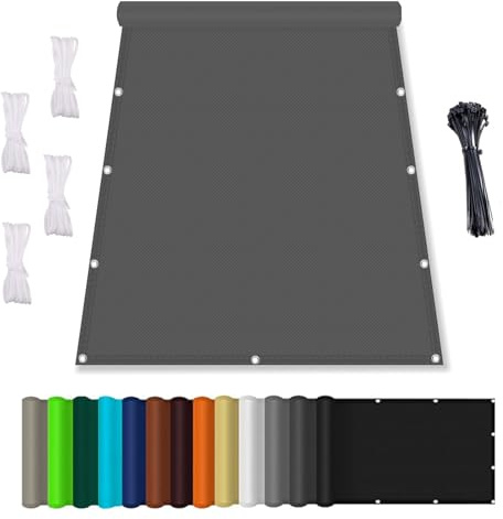 Sonnensegel 2x2.5M Wasserdicht Rechteckig mit Ösen, Markisenstoff UV Schutz 95%, Sonnenschutz Markise Reißfest Wetterfest mit Seil, für Balkon Terrasse Garten, Dunkelgrau