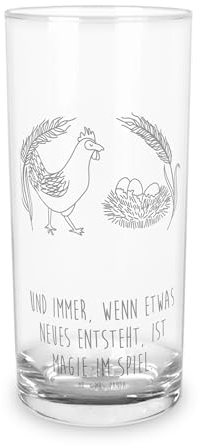 Mr. & Mrs. Panda Wasserglas Huhn Stolz 400 ml - Geschenk, Bauernhof, Hahn, Glasbecher, Wasserbecher, Schwangerschaft, Spruch, Tumbler, Trinkglas, Trinkbecher Glas, Hühner, Hof