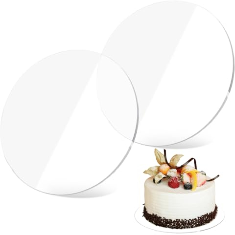 Nivofu 2 Pezzi Piatti per Torte in Acrilico, Rotondo Per Torte, Non Adesivi Trasparenti Piatto Base, Vassoio da Esposizione Per Dessert, Vassoio per Servire Torte, Asticceria, Pittura, 20cm