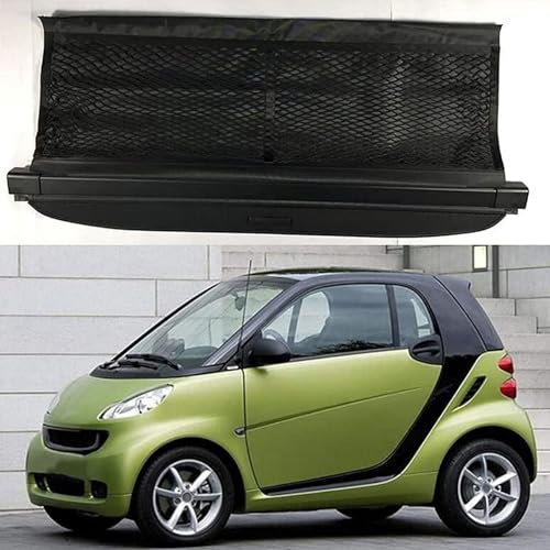 WXJFFF Auto Einziehbare Laderaumabdeckung für Smart fortwo 2009-2017 2018 2019 2020, Kofferraumabdeckung Rollo Kofferraum Schutz Cargo Cover, Autozubehör