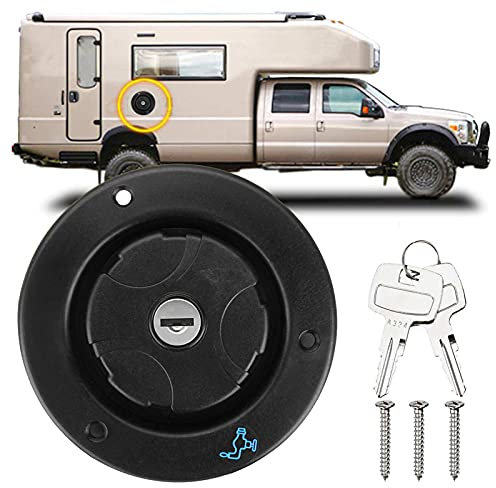 EIMSOAH Motorhome Water Inlet Locable Cap, RV Water Filler Lock Cap with Lid 2 Keys Stainless Steel Retrofit Leak Proof Water Injection for Caravan Universal Fit Equipment for Camping Trailer Boat