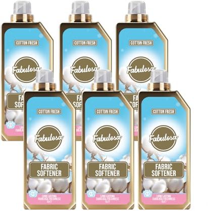 Fabulosa Fragranced Laundry Fabric Softener, Clothes Softener and Freshener, Long Lasting Fragrance, Fabric Care, Perfect Laundry Partner, 198 Washes, 6 Pack, Cotton Fresh