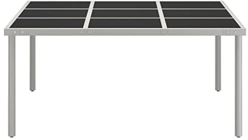 HETFTJN Bierzelttisch Campingtische Balkontisch Klein Camping Beistelltisch - Garten-Esstisch 170x170x74,5 cm Glas und Stahl für Outdoor Balkon Speisesaal Aufenthaltsraum