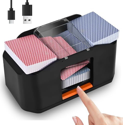 Nileole Quiet & Rechargeable 2 Decks Card Shuffler, Automatic 2000 mAh Quiet Electric Shuffler, Playing Cards, Texas Hold'em, Poker, Home Card Games, Blackjack