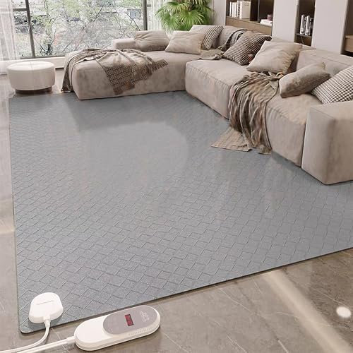 HJDSUDU Electric Heated Floor Mat Adjustable Temperature, Foot Warmer Under Desk, Floor Heating Mat Foot Warmer with Timer Kit, Waterproof Heater Warmers, for Bedroom, Study, Yoga Room
