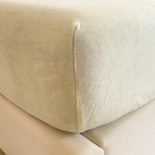 ACXMXQ Milchflanell Spannbettlaken Winter Warme Bettlaken Boxspringbett Frottee Flanelll Spannbetttuch Matratze bis 25 cm,Beige,200x220cm