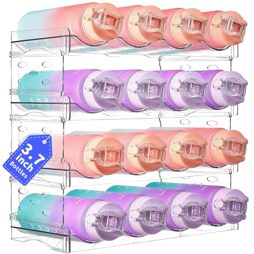 Flaskhållare kylskåp stapelbar 8 flaskor – effektiv flaskförvaring för kylskåp och skåp, praktiskt vinställ stapelbar för ordning och stabilitet (4 lager 16 flaskor)