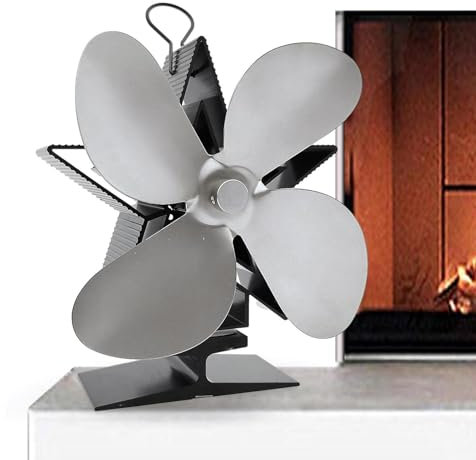 Ventilatore per stufa a legna a 4 foglie, termoventilatore a di stella per stufe a pellet, accessori per camini, distribuzione efficiente del calore, ideale per stufe a legna domestiche