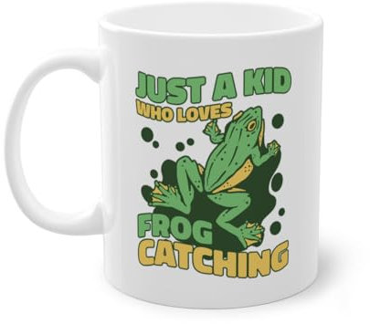 Just A Kid Who Loves Frog Catching Laubfrosch Froschzüchter Kaffeetasse | Kröte Kaulquappe Frosch Fänger Tasse Weiß (04219B)