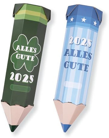 KKSJK 2pcs Schultüte, Geschwisterschultüte in Form eines Stiftes, 41*10,5 cm Geschwistertüte Selber Basteln, Geschenkverpackung Einschulung, Schulanfänger Geschenke für Jungen und Mädchen (Blau+Grün)