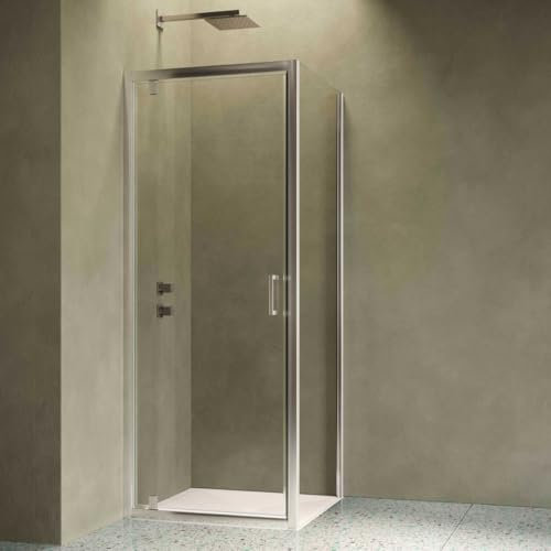 Siro - Box Doccia ad Angolo 80x80 cm con 1 Anta a Battente Cromo/Trasparente