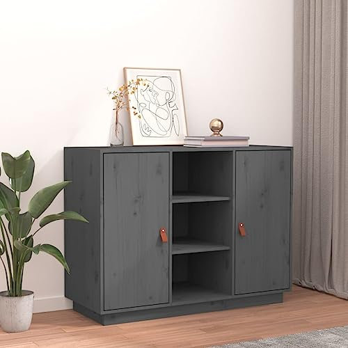 MOBCANT Sideboard, Barschrank Apothekerschrank Buffetschrank Küchenbuffet Geeignet für Korridor Foyer Wohnbereich Schlafzimmer Grau 100x40x75 cm Massivholz Kiefer