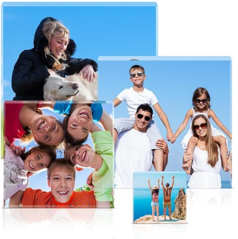 5x5cm Regalo Personalizado Placa de Foto en Acrílico Transparente. Cuadro foto, Placas Bloques Portafotos. Regalos Únicos para Familia, Amigos y Pareja. Perfecto para Cumpleaños, Aniversarios