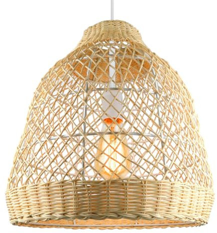 YGZPALH Lámpara De Araña Boho para Comedor Pantalla De Lámpara Colgante De Cesta De Ratán Grande Linterna De Luz Colgante para Cocina, Isla, Sala De Estar, Dormitorio, Entrada, Casa De Campo