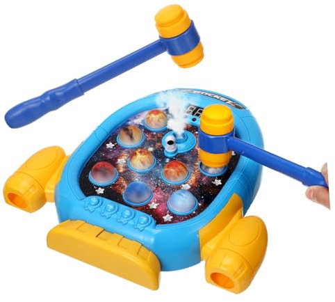 WEKAMOS Jeu De Taupe Électrique Interactif Jouet Éducatif avec Double Marteau pour Tout-Petits Thème Spatial Développe Coordination Et Réaction Convient Aux Garçon Fille De Et Plus