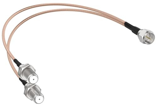 ZDRU F-Type RG6 3 Way Splitter Combiner Adapter, 75Ohm F Male to F Dual Female 7.8/20cm RG316 Coaxial Cable for TV Antenna, Coaxial Signal Distribution