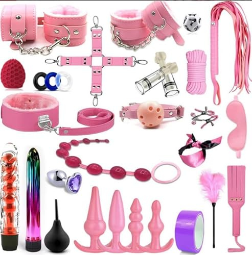 Bondage Set Jouets Sexuels SM Kit De Retenue Ensemble De 26 De Lit Contraintes Fétichistes Jouets Sexuels Extrêmes Avec Menottes Réglables Plug Anal Érotiques Pour Amoureux Débutants Et Expérimentés
