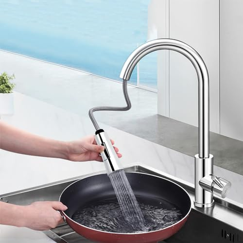 Doccetta per Lavandino Cucina Bagno, Estraibile Universale, 2 Modalità G 1/2 in Plastica, Lavello da Cucina Prolunga Rubinetto