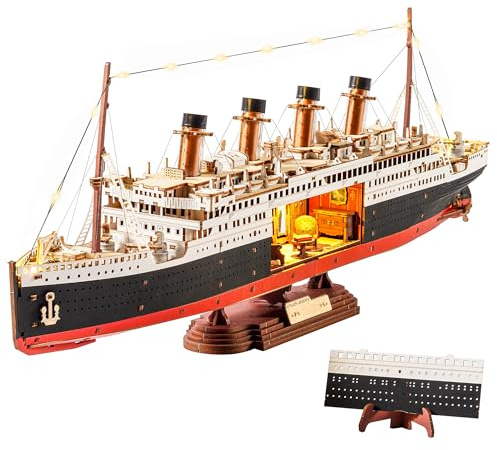 ROBOTIME Rompecabezas 3D de madera 1912 Eternal Atlantic Voyager, kit de modelo para adultos para construir, decoración del hogar, regalos artesanales para adultos y niños
