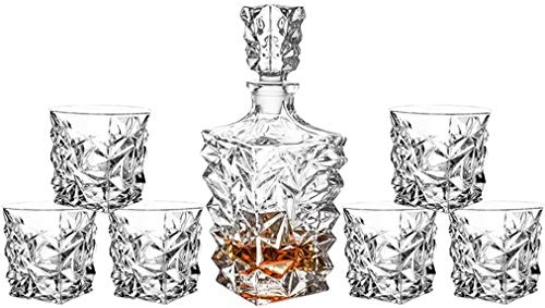 Ensemble De Carafe à Whisky, Verrerie en Cristal sans Plomb, Verres à Vin Ergonomiques, Carafe à Base Lestée à Parois épaisses, Coffret Cadeau De Vacances (M)