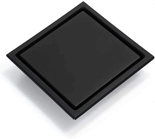 Piletta di Scarico per Doccia Quadrata in Acciaio Inossidabile 304 con griglia per Piastrelle, Coperchio Rimovibile, 4,3/5,9 Pollici, Design bifacciale, Adatta