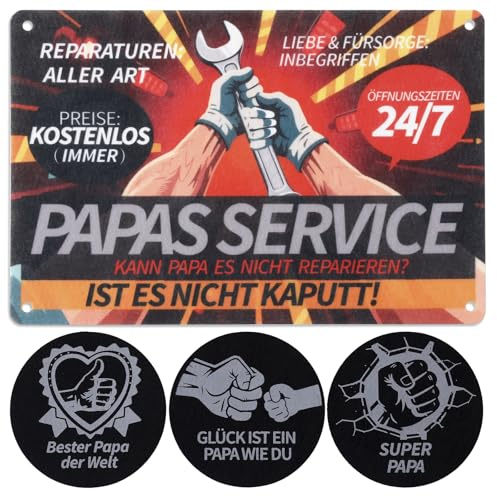 XIAONIU Papa Geschenk Geburtstag, PAPAS SERVICE Schild