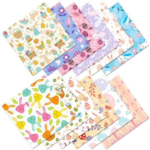 24 Blatt Ostern Scrapbook Papier, 12 Designs Easter Scrapbook Paper, 15x15cm Bastelpapier Ostern, Doppelseitiges Papier Mit Verschiedenen Frühlingsfestdesigns Geeignet Für Origami Und Alben