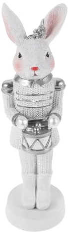 HOMSFOU Statuina Coniglio Schiaccianoci in Resina 17 Cm Decorazione Tavolo Pasqua Bomboniera Coniglietto per Feste Primaverili Ornamento Soldato Coniglietto Artigianale