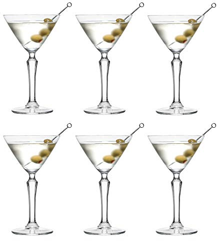 Libbey SPKSY Martini Cocktail Glass - 190 ml / 19 cl - Set of 6 - Dishwasher Safe - Perfect for a Cocktail Party at Home