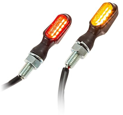ZIEGER Universal Motorrad SMD-Blinker mit Rück- und Bremsbeleuchtung schwarz getönt M8 E-geprüft