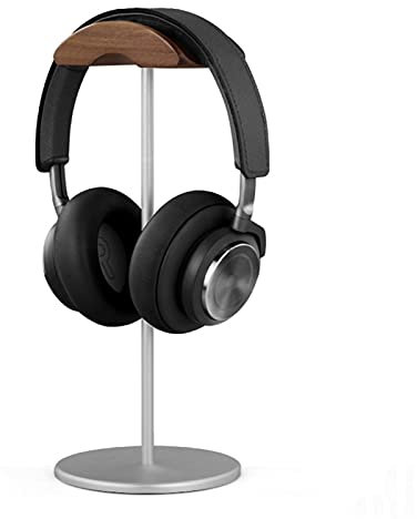 HNGM Headphone stand Aluminum Headphone Stand, Natural Wood Stand, Desktop Display, Computer Accessories Hanger, Game Headphone Stand, Black Walnut/beech (Color : Silver)