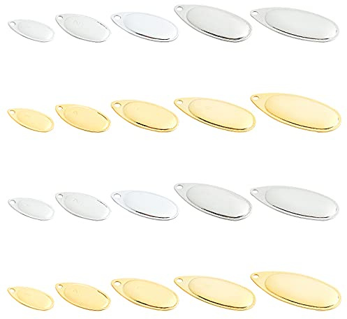 SUPERFINDINGS Über 60pcs 2 Farben 5 Größen Eisenfischköder Ovaler Fischköder Spinner Klingen Easy Spin Spinner Köder Für Die Herstellung von Ködern DIY Angelköder Zubehör Platin Und Gold
