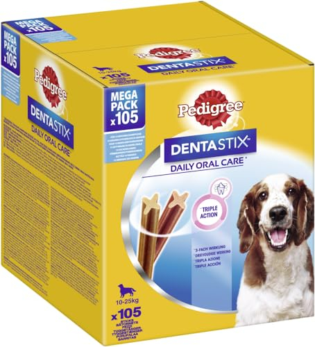 ​ Pedigree DENTASTIX Daily Oral Care Karton Multipack Mega Pack 10-25kg 105 Stück (15x7 Stück) Zahnpflege, Leckerli