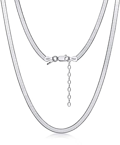 Amberta Cadena Plana de Serpiente para Mujer en Plata de Ley 925
