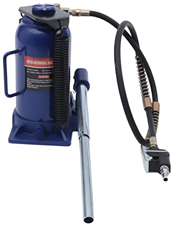 Gato de botella hidráulico neumático con bomba manual manual 20 toneladas de carga pesada coche camión viaje remolque reparación elevador (azul)