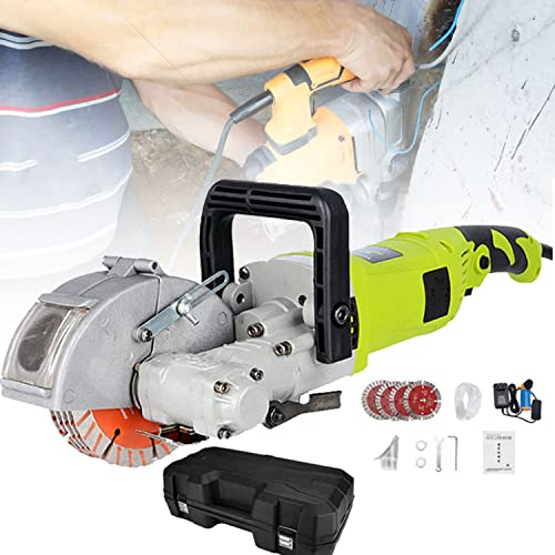 GBHJJ Rainureuse Murale 4000 W, Détails sur Rainureuse Murale - avec 5 disques à tronçonner diamantés de 115 mm - Aspiration de poussière, Machine à Rainurer éLectrique pour Coupe-BéTon,Grün-121MM
