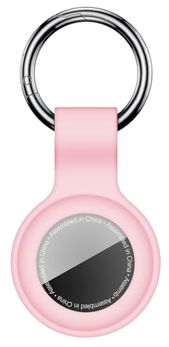 Linsaner Kompatibel med AirTag-fodral nyckelring för Air Tag-hållare silikon för AirTags nyckelring fodral taggar kedja fie för Apple for AirTag GPS artikelsökare tillbehör, rosa