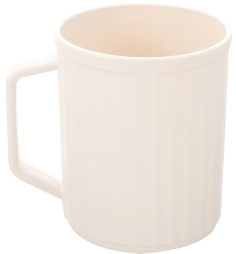 Beavorty Mugs Bathroom Tumbler Cup Plastic Toothbrush Holder Unbreakable Cup with Handle for Home Travel White Cup