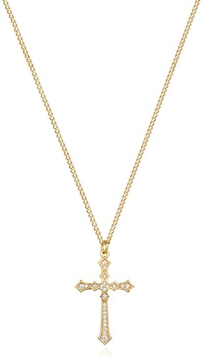 Jenosy Chaîne Femme Or Croix Chaîne Or Femme Personnalisée Chaîne avec Croix Délicate Collier avec Croix Pendentif Femme Hypoallergénique Chaîne 18K Plaqué Or Bijoux de Mode pour Femmes et Filles