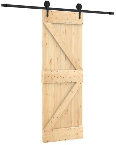 vidaXL Porta Scorrevole con Set Hardware 70x210 cm Legno Massello Pino