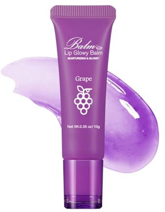 Ofanyia Lip Glowy Balm, Hydrating Lip Balm Clear Lip Gloss, Moisturizing Non-Sticky Lip Gloss Lip Care for Dry Chapped Cracked Lips, Vegan & Cruelty-Free (grape)