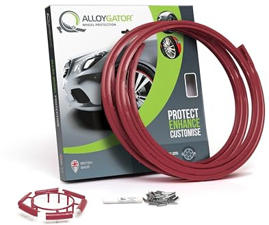 AlloyGator Dark Red Alloy Wheel Protectors to Avoid Kerb Scratches & Scuffs – Fits Up to 19 x 4 Wheels | Fits All Cars | Adhesive Free Car Exterior Accessory | 15 Colour Options