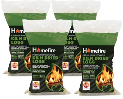 Homefire Kiln Dried Hardwood Logs, for Wood Burners, Open Fires, Multi-fuel Stoves (Pack of 4)