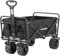 EchoSmile Chariot Pliable avec Poignée Réglable, Grandes Roues Pivotantes à 360°, Capacité de 160 KG, Chariot Tout-Terrain pour la Plage, Le Camping & Les Courses, Noir